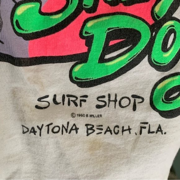 Vintage Tee Shirt Tank Top Salty Dog Surf Naked Adult Size Small Neon 1980 - Picture 9 of 9